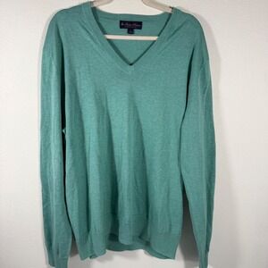 Brooks Brothers Supima Cotton V Neck Sweater Men's‎ Green Size L Long Sleeve